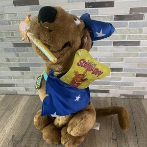 Scooby Doo Wizard Magician Wand Hat Star Moon Plush Stuffed Animal Blue cape 13"